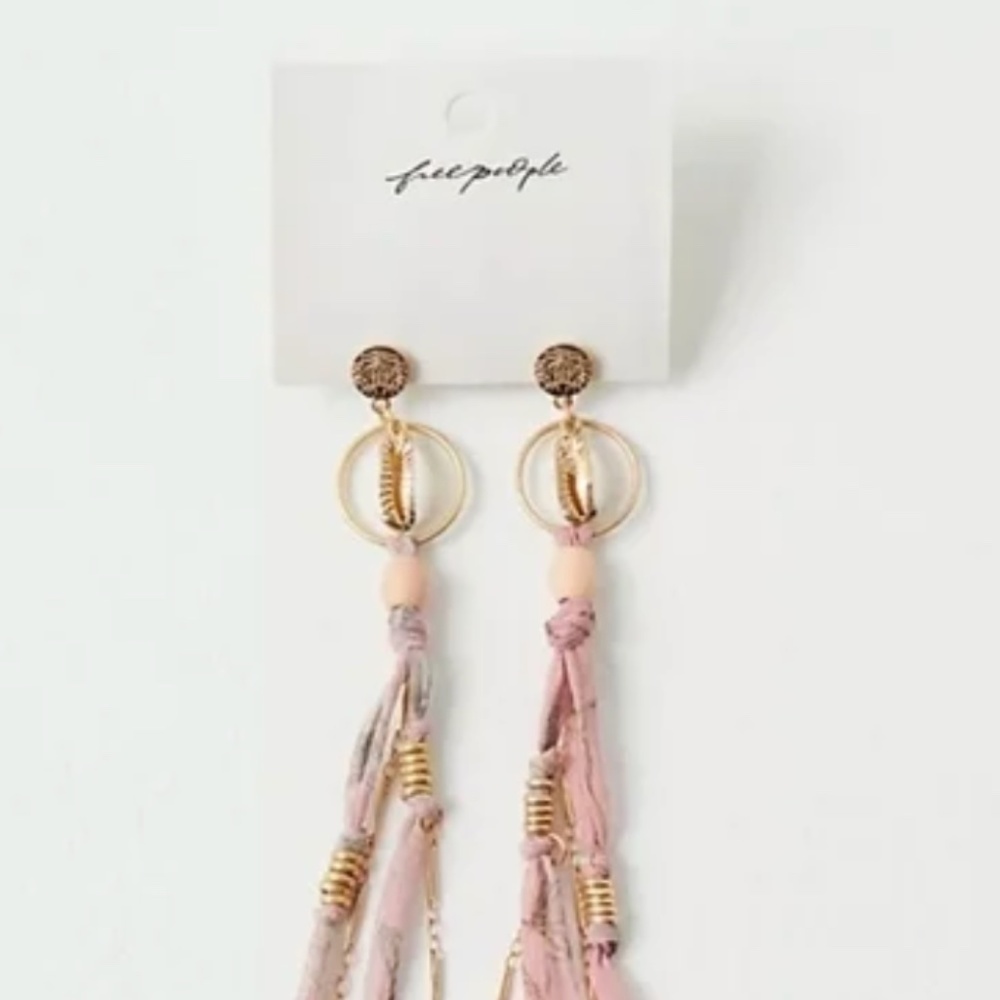 Free People Pink & Gold Bridge Dangle Earrings